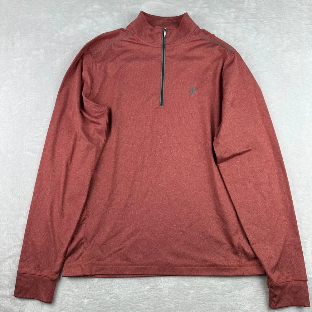Johnnie-O Mens Small Quarter Zip Pullover Cranberry Golf Heather Performance